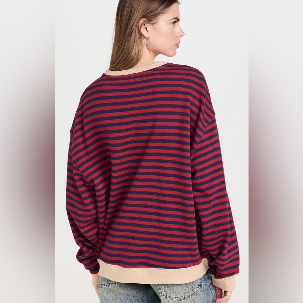Free People We The Free Classic Striped Oversized Crewneck Size XL NWOT - Picture 2 of 7